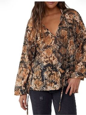 The Free People Out For The Night Top in Snake Combo